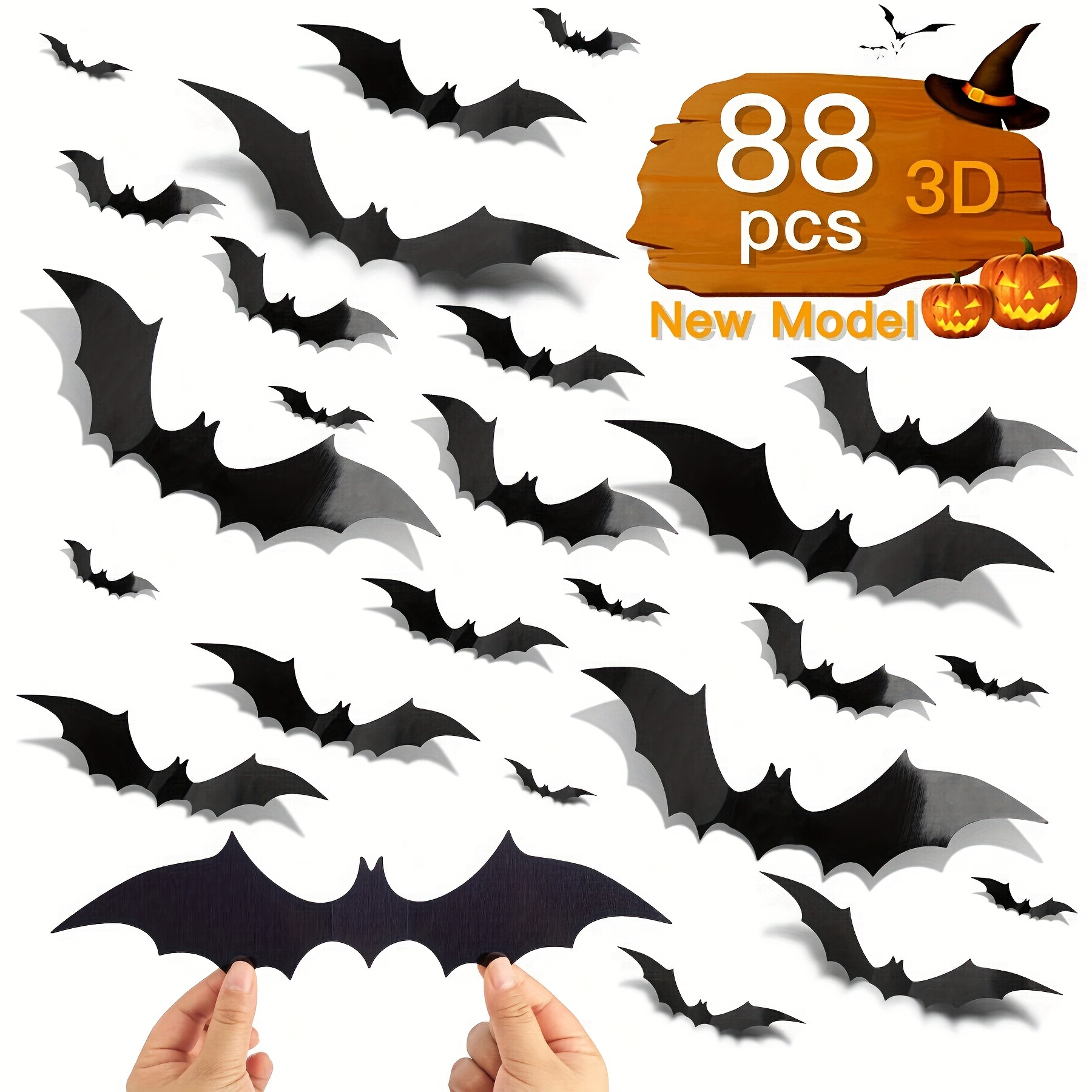 

Bats Wall Decor, 88 Pcs Diy 3d Bats Halloween Decorations, 4 Different Sizes Pvc Bat Stickers For Home Decor/indoor Party Decorations, Double-sided Adhesive Included