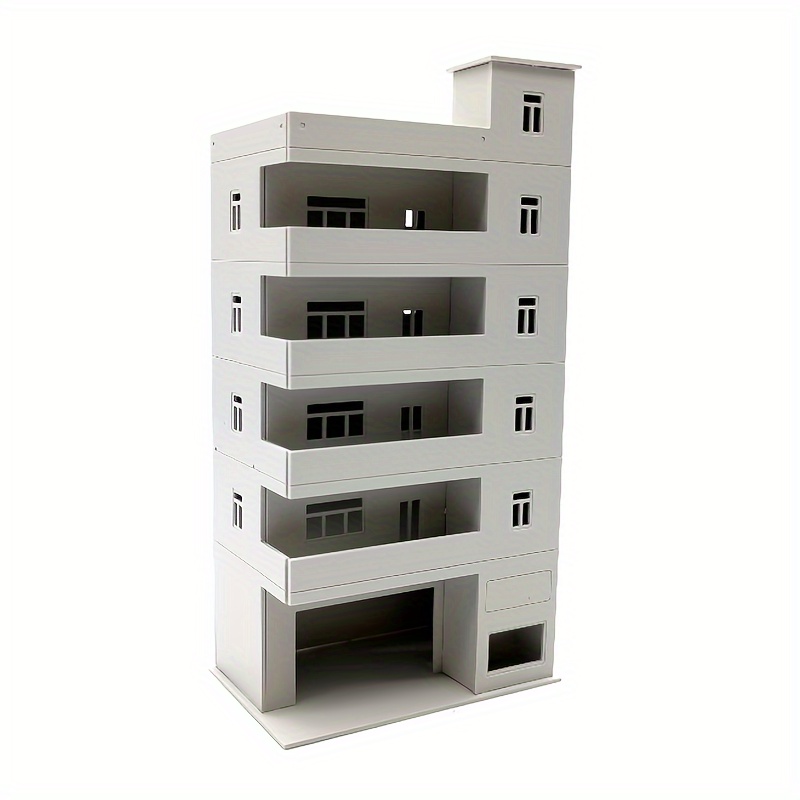 Scale Apartment Building Model - Grey Miniature Dollhouse For Diy Assembly, 1:87 Scale Dormitory Scene Suitable For Model Train Layouts & Collectors