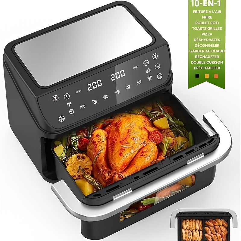 Image of 12l Oil-free Fryer - Flexible Basket - Led Screen - 360° Oil-free Cooking - 10 Programs - Metal - Air Fryer