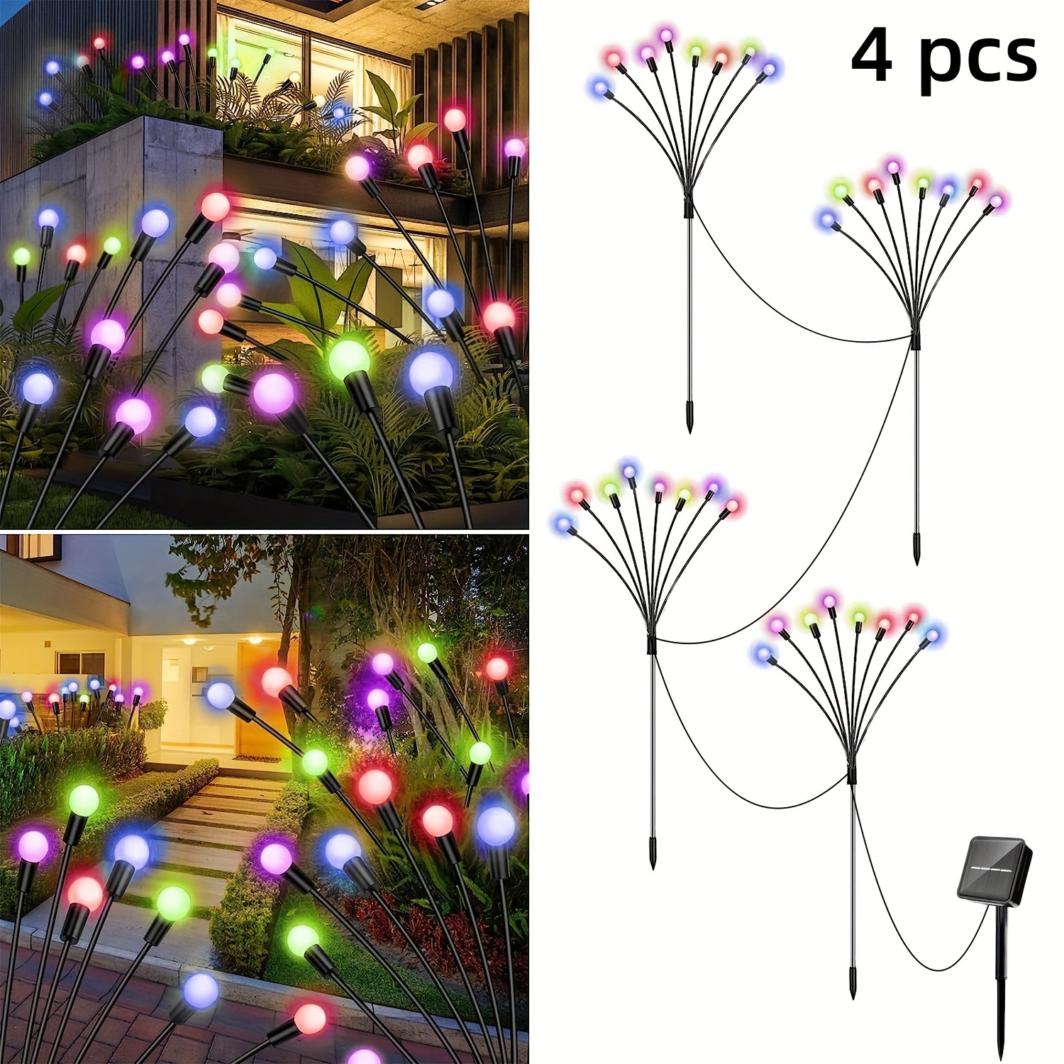 

4 Pack With 32 Led Lights, Firefly Floor Lights, Outdoor Decorative Led Lights, Garden Decorative Ball Lights Garden Lights Holiday Party Christmas Independence Day Dance Lighting Decorate Your Garden