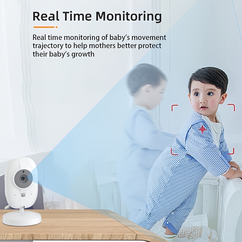 720P HD Monitor with an 8.89cm LCD Screen, 274.32m Wireless Transmission Range, Automatic Night Vision, Two-way Audio, Temperature Sensor, 8 Lullabies, USB Charging Design, 1 Camera + 1 Display Unit. Suitable for Home Security and Pet Monitoring.