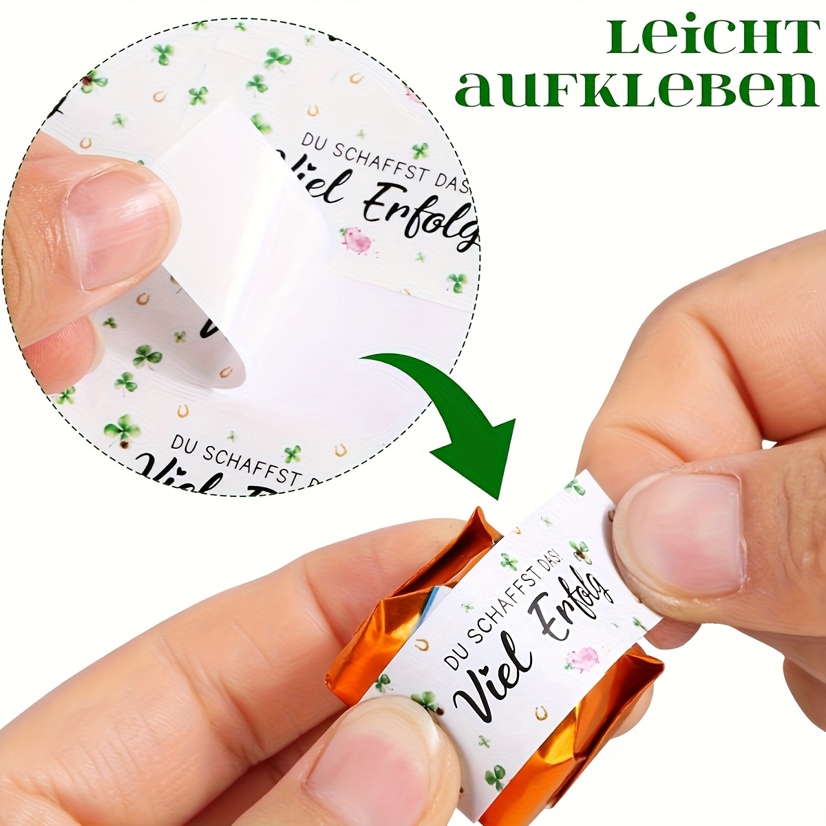 Image of 60pcs Of Good Luck Stickers, Candy Stickers, Stickers (without Chocolate), Suitable For Exam , Christmas, Guest Gift Charms, A Perfect Gift Measuring 2x0.8 Inches