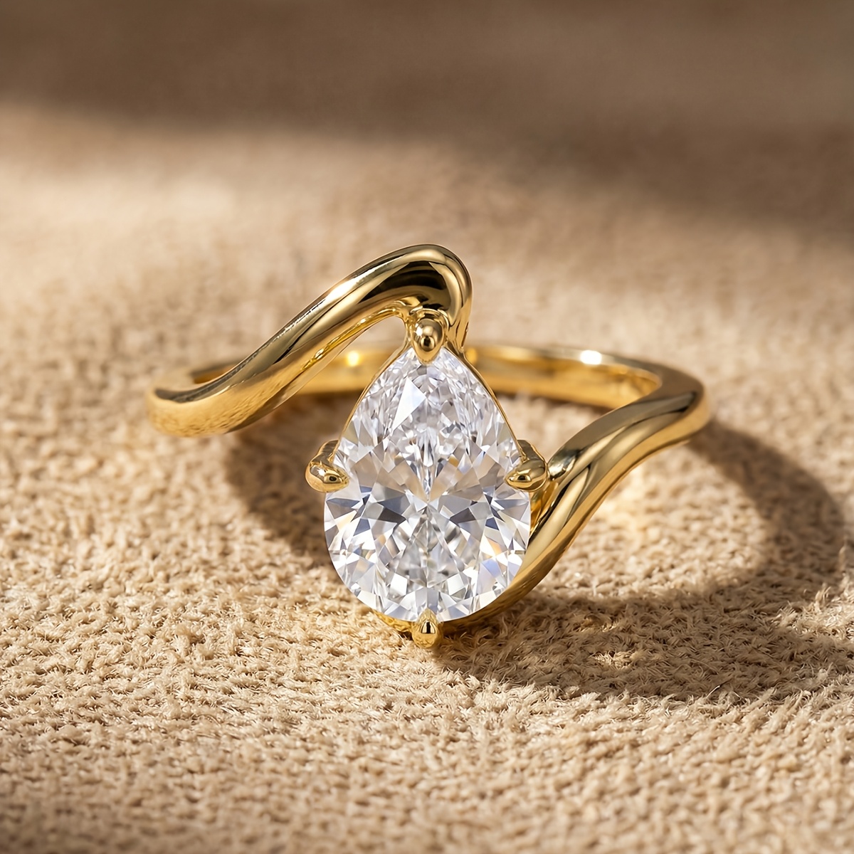 Women's Twisted Arm Water Droplet Ring, Stylish Gift