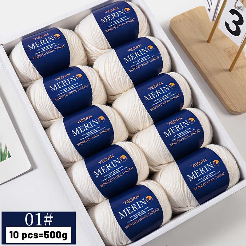 Image of 500g Medium 212 Wool Yarn For Handmade Diy Knitting, Gift Making, Autumn/ Sweaters For Men And Women, Couple Scarves, And Hats. Yarn Ball, 10 Balls Per Pack