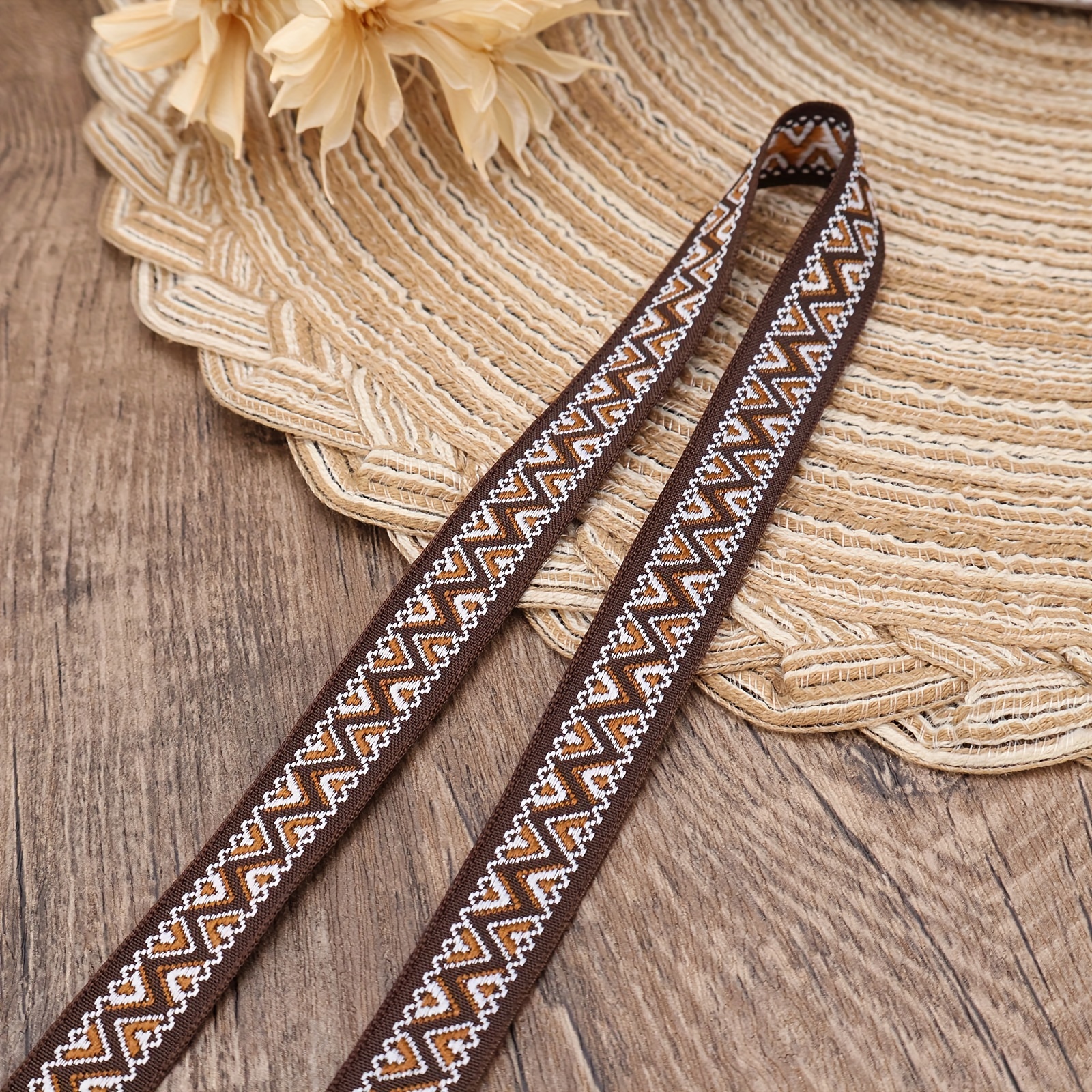 Jacquard Ribbon 2yards Boho Jacquard Ribbon Trim Vintage Embroidery Ribbon For Sewing Curtain Holdbacks Christmas Wreath Gift Wrapping