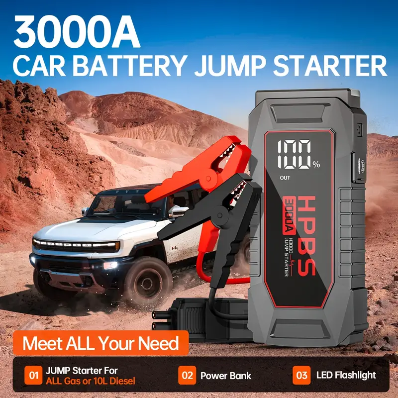 pack with power bank 12v battery booster charger for 10 and 8 0l diesel engines motorcycle car suv pick up truck dead battery multi functional flashlight for Product details 1