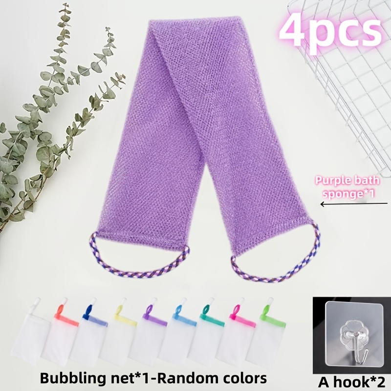 4pcs Set Back Scrubber and Loofah with Hooks