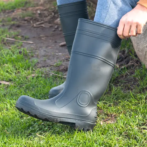 mens rain boots waterproof rubber boots with steel shank seamless pvc rainboots outdoor work boots durable slip resistant fishing gardening for agriculture and industrial working