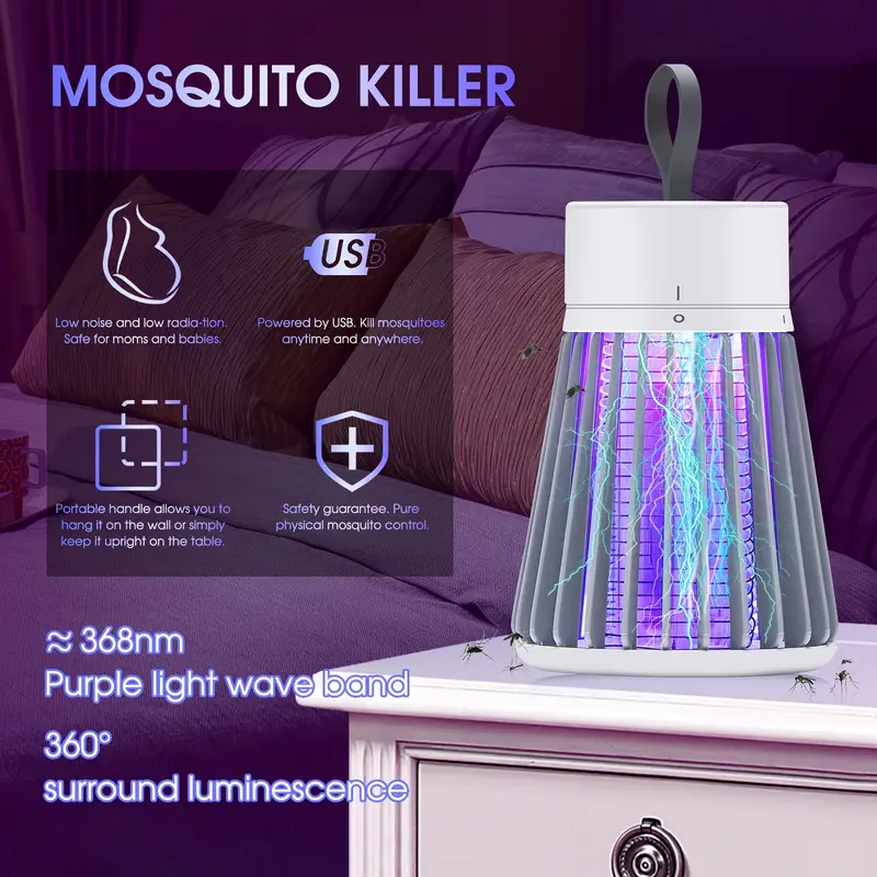bug zapper mosquito zapper fly trap mosquito killer lamp usb electric radiationless led mute bed bug killer indoor for mosquito insect moth with a small brush details 0