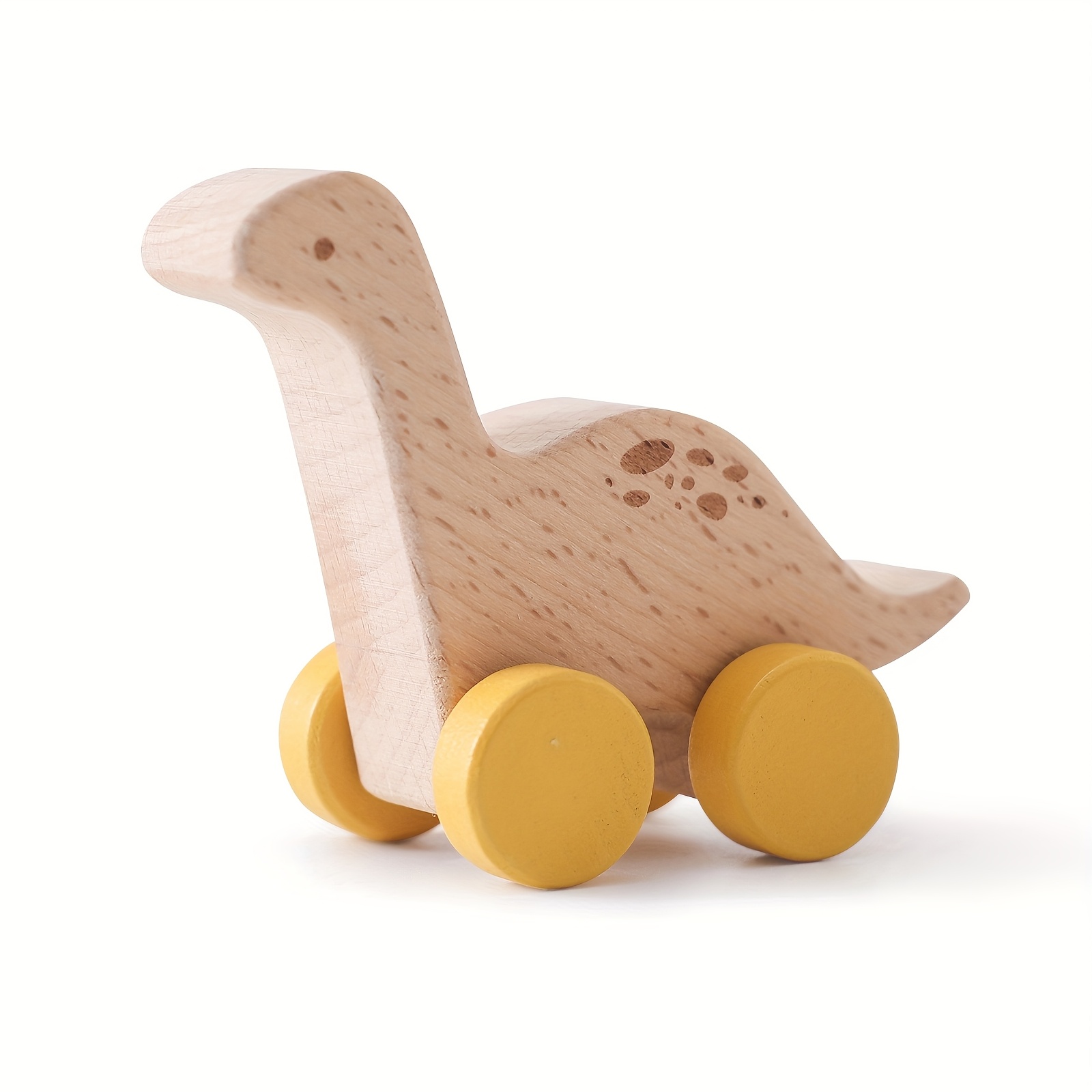 Image of 's Dinosaur Car Wooden Drop-proof Push And Glide Toy Cartoon Mini Dinosaur Car Christmas Halloween Birthday Gift