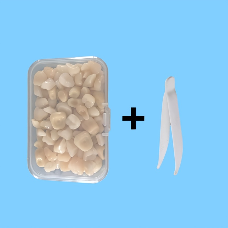 Image of A Set Containing 100 Mixed Temporary Front And Back Teeth, Along With Tweezers And A Storage Box, Is An Companion For Practice And For Crafting
