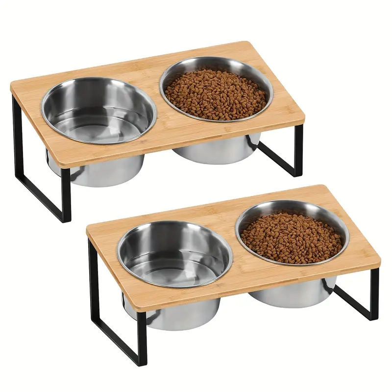two bowls for pet feeding per set pet feeding bowls for household use plates and four stainless steel bowls white two piece set Product details 2