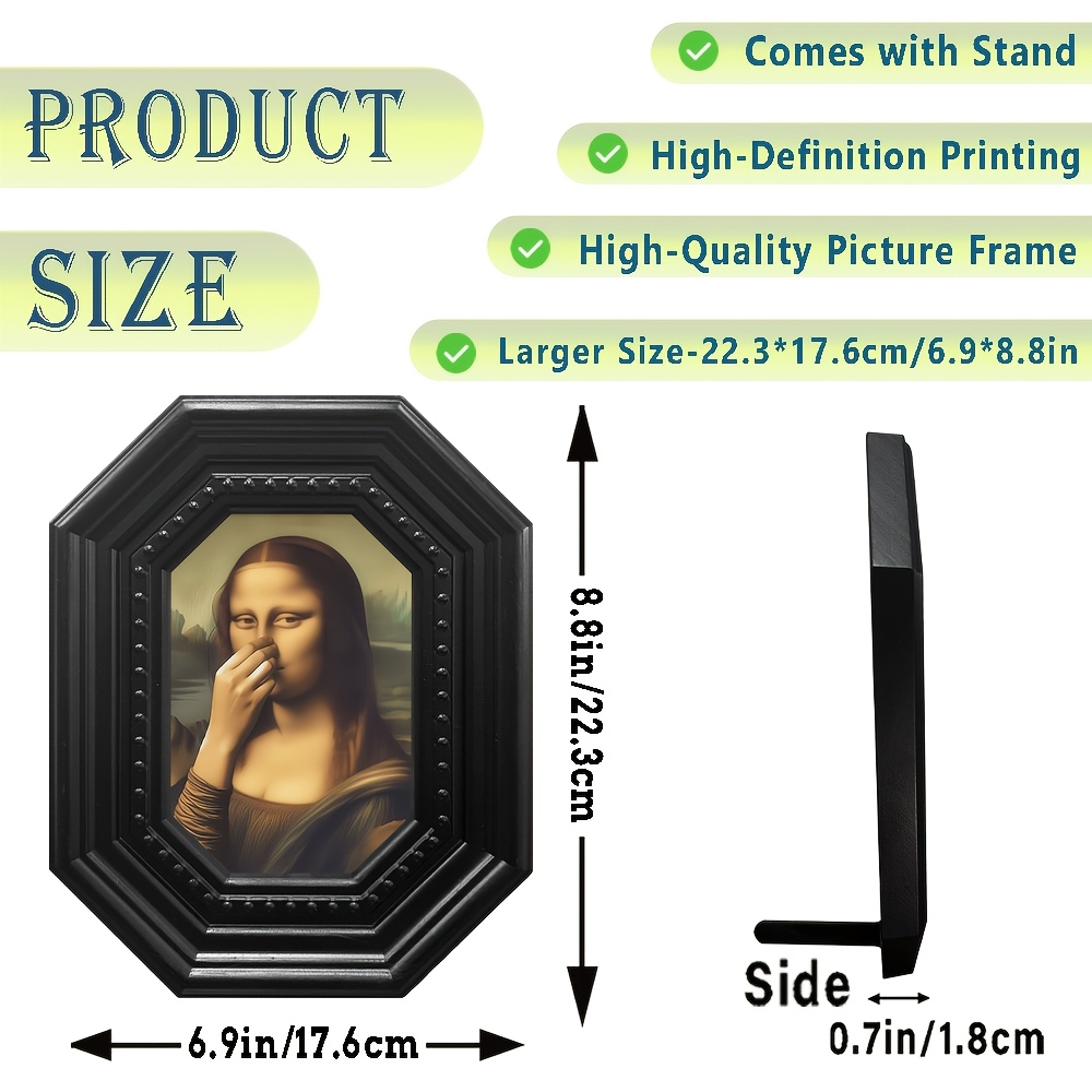 E-shop 2D Flach, 2D Flach, . Geheimnisvoller Lächeln Acryl Achteckiger Bilderrahmen | Vintage Gothic Victorian Wandkunst mit Postern Drucken Gemälden,