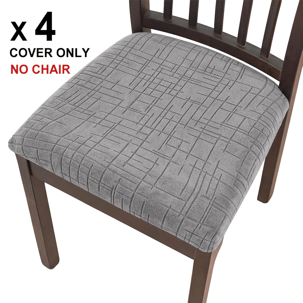 TEMU Ensemble de housses de chaise jacquard à rayures élastiques 4/6 pièces pour maison ou hôtel, réutilisables et lavables en machine