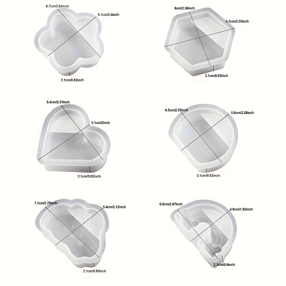 Image of Resin Silicone Mold-6pcs Hexagonal Half Circle Different Shapes Creative Card Set Silicone Mold Diy Clip Making Gypsum Epoxy Resin Concrete Pouring Mold Office Desktop Decoration Love Sticker Silicone