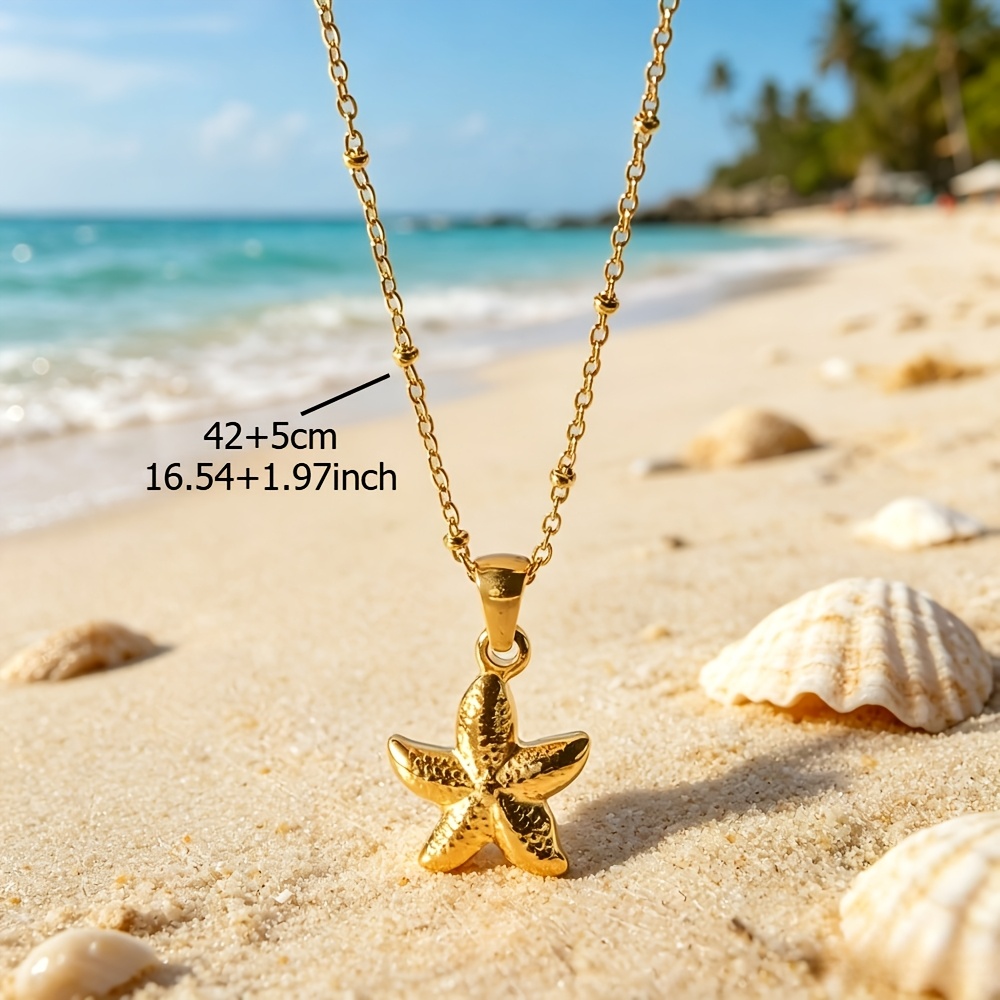 Stainless Steel Starfish Pendant Necklace for Women