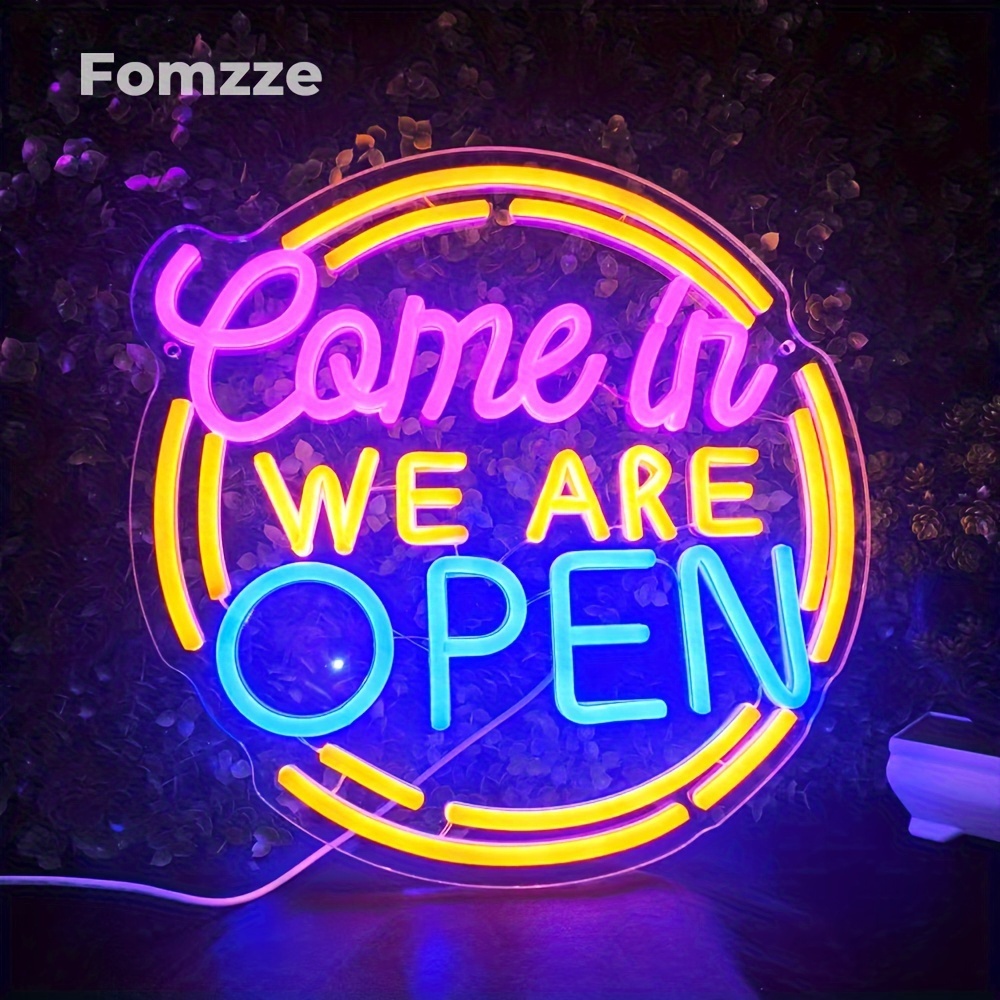 Image of Fomzze Open Neon Sign For Wall Decor, Neon Lights For Bedroom Led Business Signs, Neon Light Led For Man Cave Bar Pub Restaurant, Usb Light Compatible With Laptop