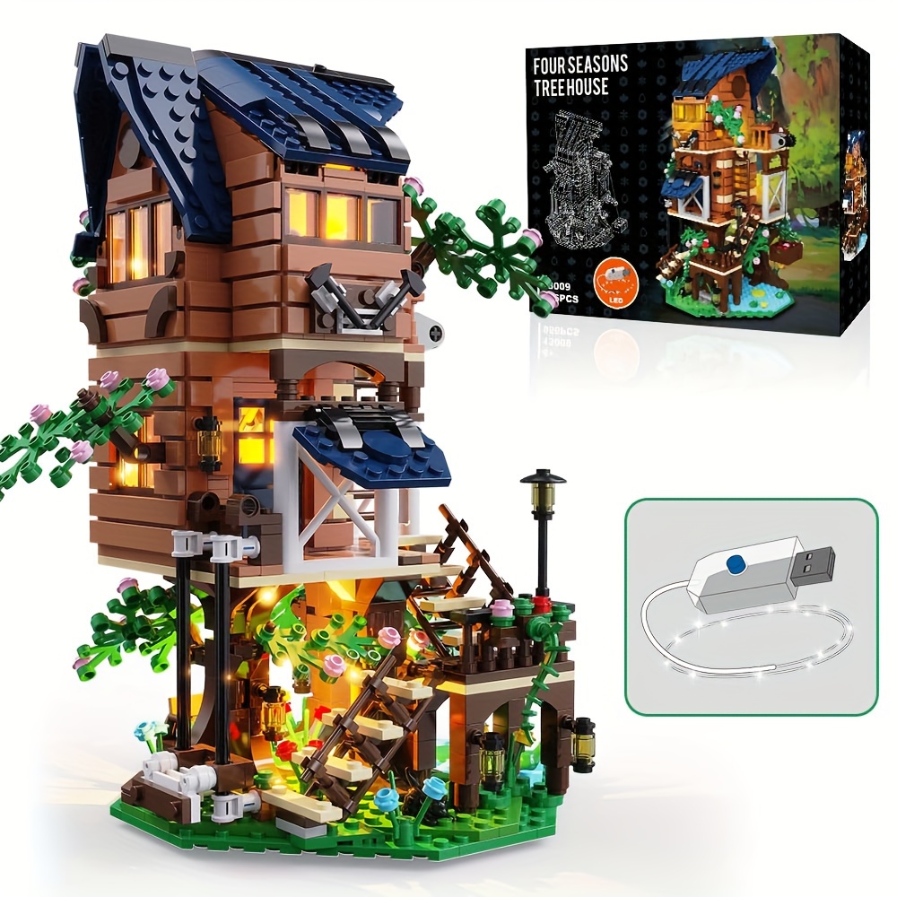 

Adulttree Building Set, 4 In 1 Street View Tree Building Blocks Toy, Halloween Xmas 956pcs