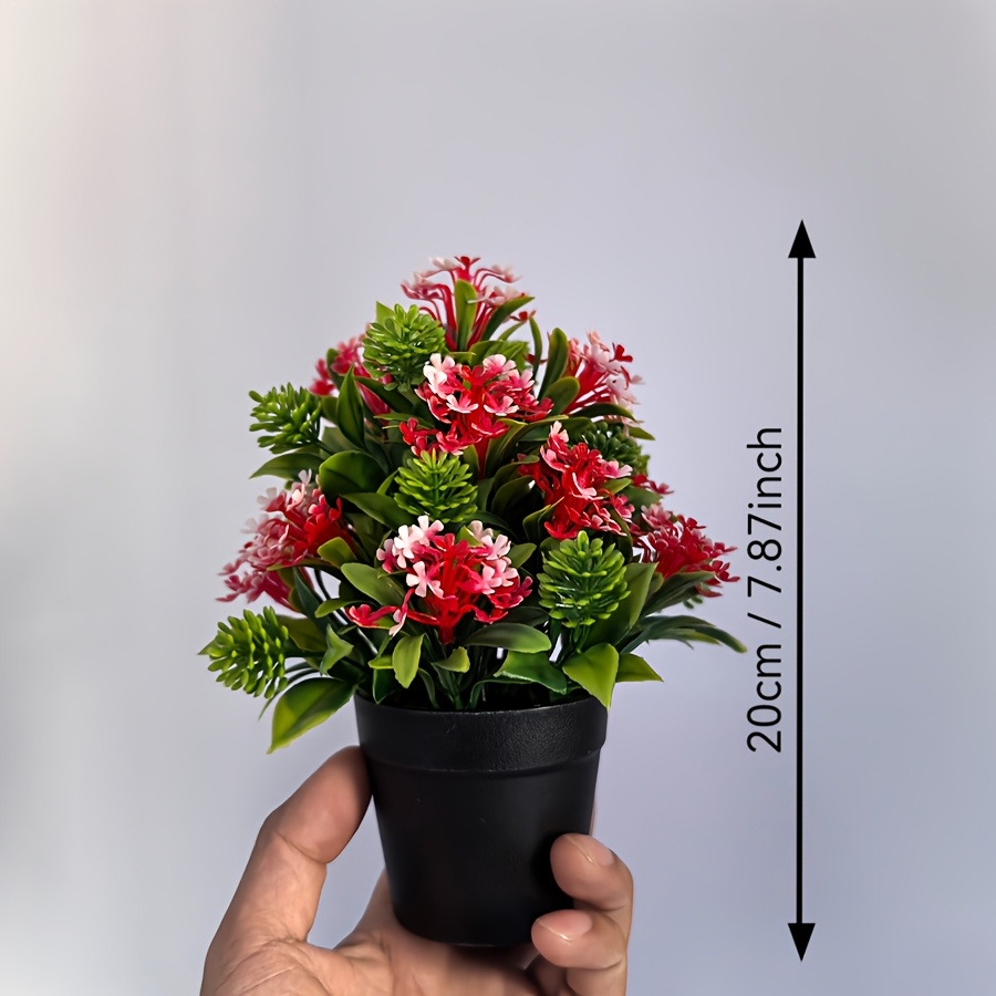 Image of 1pc Artificial Plant Plastic Decorative Potted Tree With A Base, Suitable For Home Bedroom, Cottage, Office Desk Decoration, Height 20cm/7.87in
