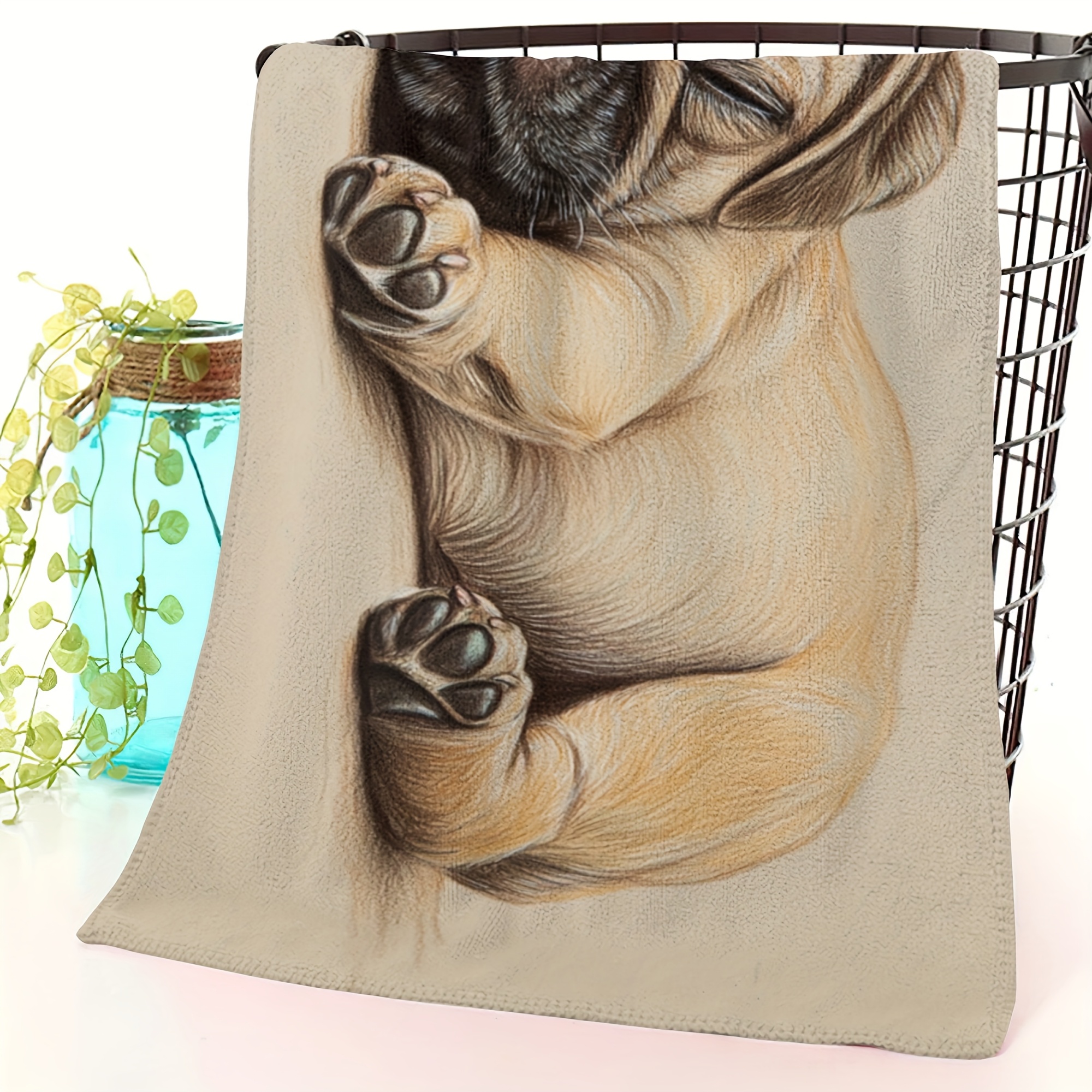 Microfiber Beach Towel With Sleeping Pug Puppy Design Lightweight_voghion.com
