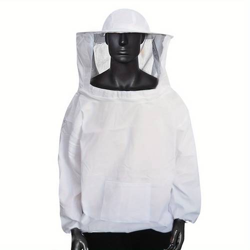 professional beekeepers suit lightweight resistant white jacket with detachable hood front pocket for