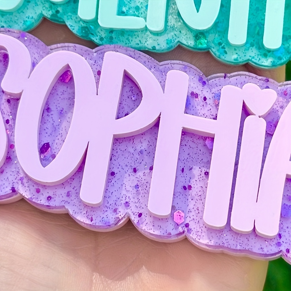 TEMU Custom Acrylic Keychains With Glitter Letter Design | Personalized Name Tags For Bags, Lunch Boxes, And Backpacks | Unique Gift Ideas For ,