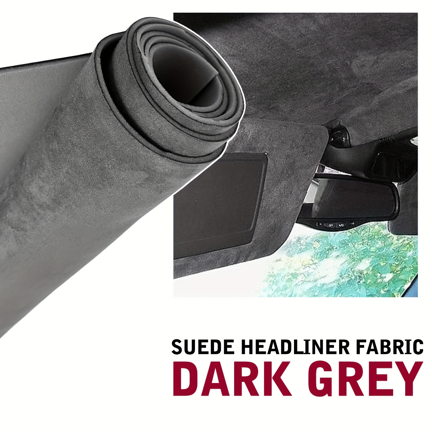 TEMU 59"&times;98" Gray Headliner Fabric With Foam Backing, Auto Roof , Automotive Interior Roof Replacement Material For Car, Suv, Boat, Pickup, Truck, Rv, , Festival Decoration Gift