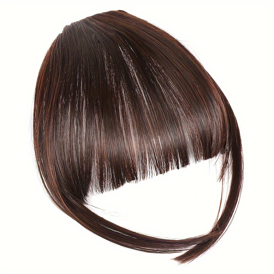 womens clip in synthetic hair bangs extensions straight hair fringe with   hairpieces   for   basics style in brown details 8