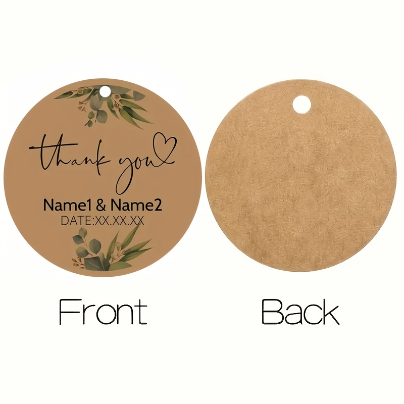 TEMU Customizable Paper Gift Tag With Elegant Green Leaf Design - Personalized 