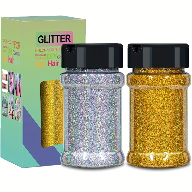 TEMU 2 Bottles Of Glitter Powder, Glitter, Craft Glitter Resin, Glitter, Suitable For Crafts, Glass Crafts, 's Day Decoration, Marathon, Carnival,