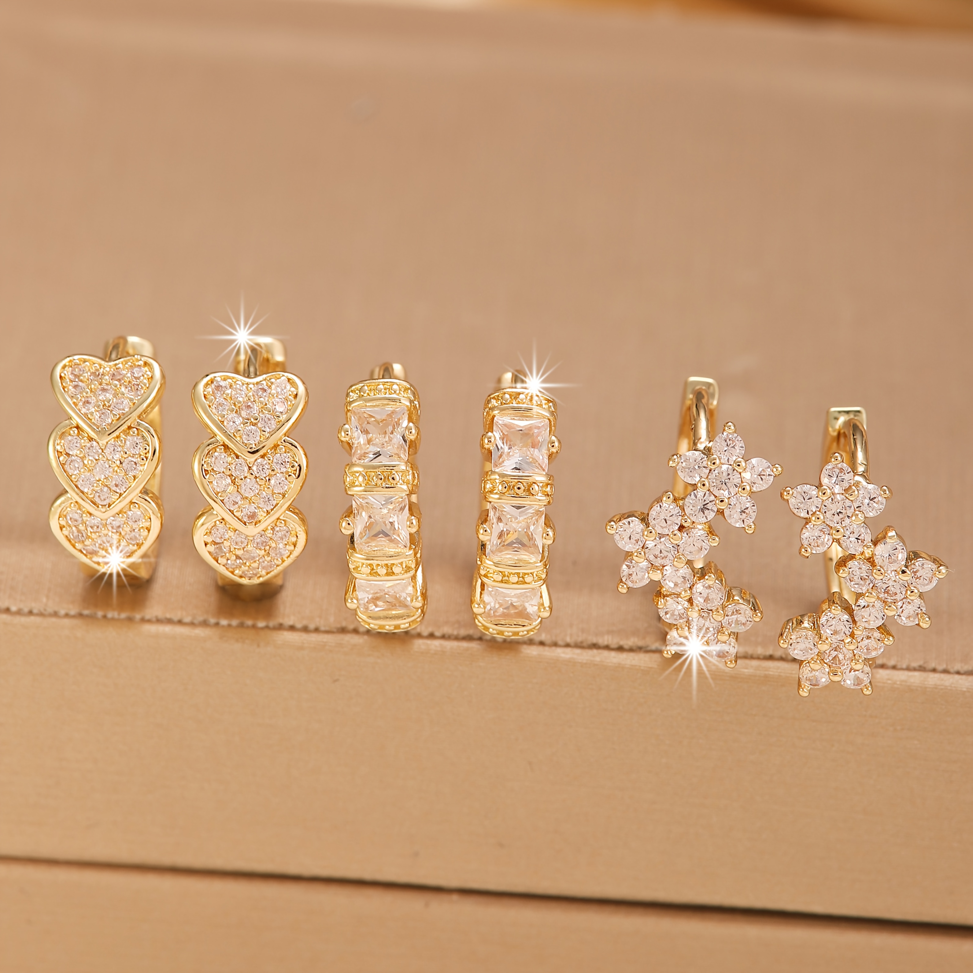 TEMU 6 piezas/set Aros Dorados , Pendientes de y Flor, Flores de 5 – Perfectos para Uso y Regalos de Halloween o Navidad