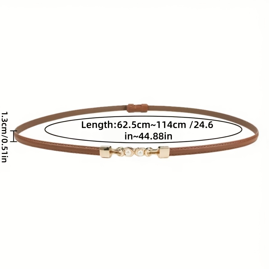 2pcs Women's Slim Waist Belt, Metal Double-Buckle Decorative