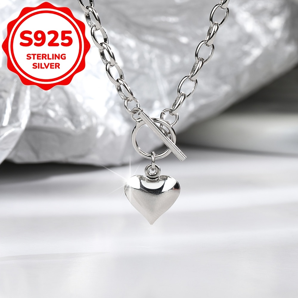 Women's S925 Sterling Silver Heart-Shaped Pendant Necklace
