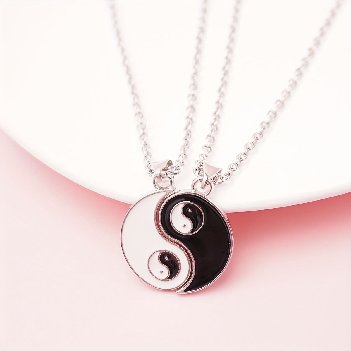 2pcs Best Friends Taichi Pendant Necklaces, Adjustable