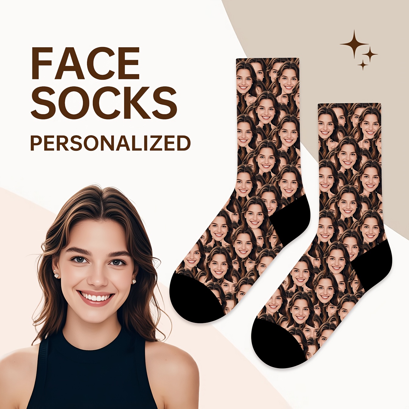 Image of A Pair Of Personalized Custom Face Socks, Fun And Unique Gift Crew Socks With Photo Customization, Trendy Party Socks For Men And Women, Perfect For Pranking , Novelty April Fool's Custom Socks