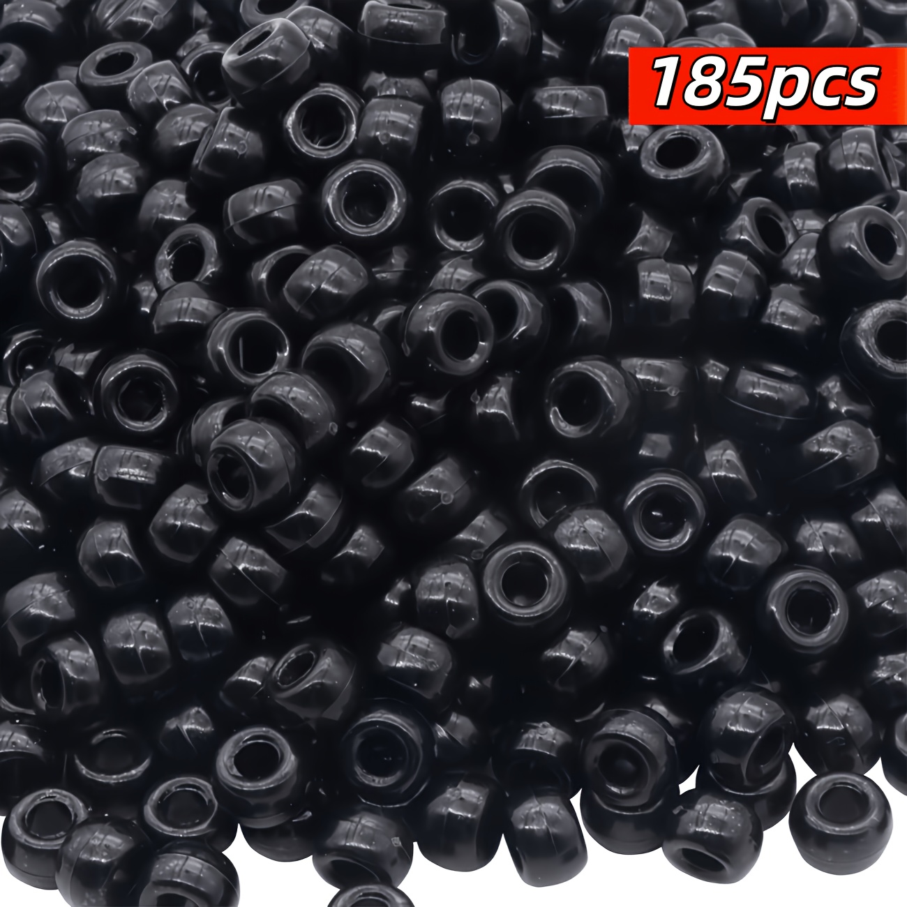 TEMU 185pcs 6 X 9mm Bulk Large Hole Hair Beads Multicolor Suitable For Hair Braiding, Bracelet And Necklace Making, Jewelry Handmade Large Hole Beads