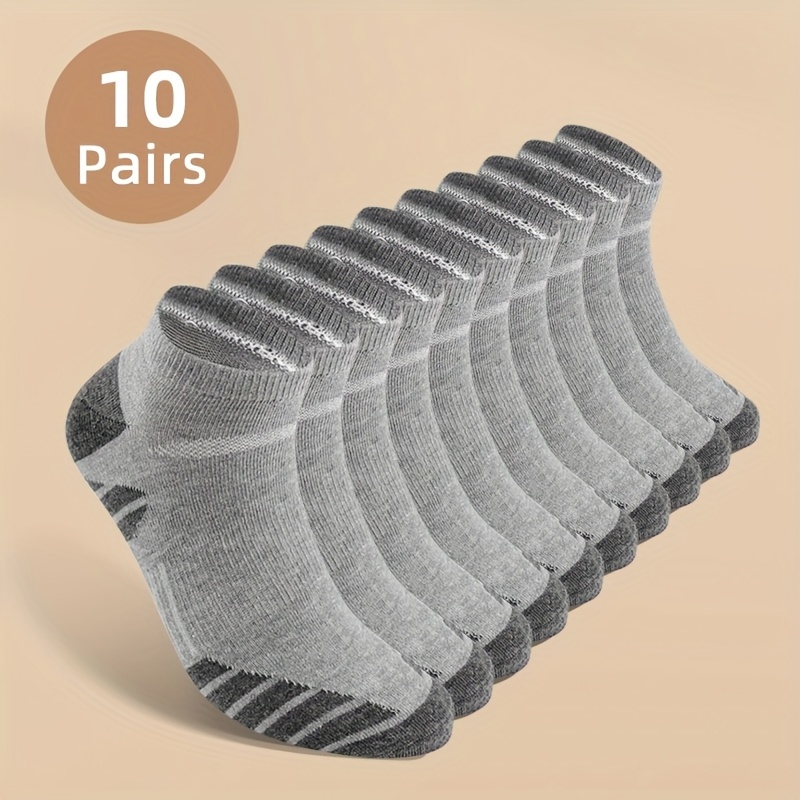 TEMU 20 Double Men's Socks Sweat-absorbent Low-, Comfortable And Breathable Socks, Suitable For Daily And Outdoor Wear, , Sweat-resistant