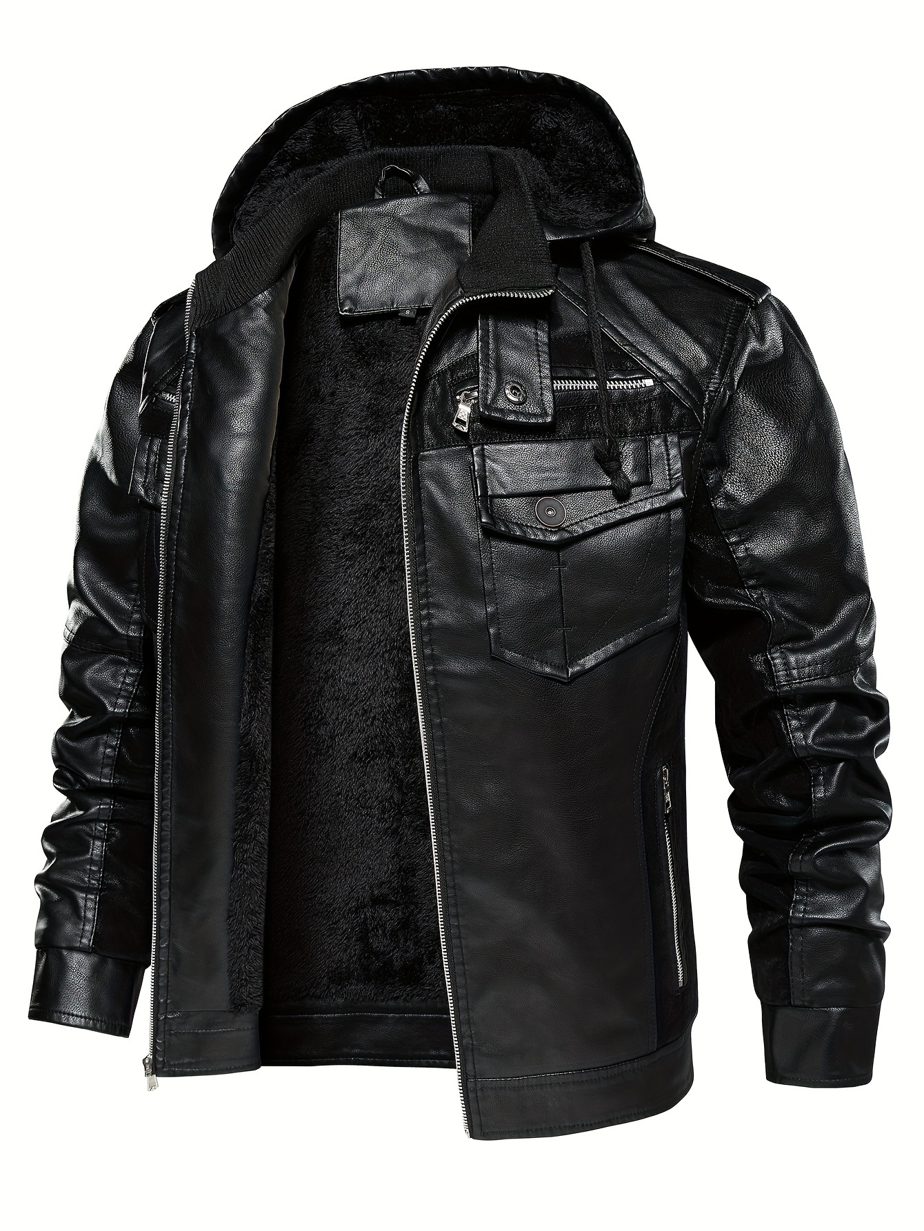 US Size Men's Casual Jacket - Windproof and Warm - PU with Extra Fleece