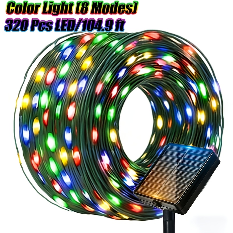 TEMU New 104.9-foot Lithium Battery-powered 320led Solar-powered Patio Light, 210/100led Outdoor Ip44 Lighting Strip, 8-mode Fairytale String Lights,