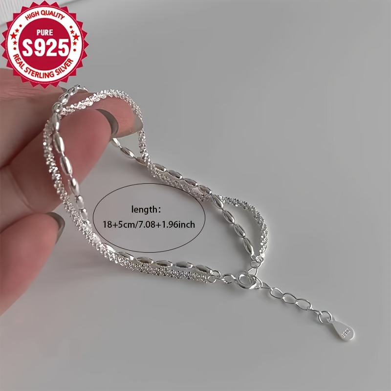 925 Silver Double Layer Galaxy Bracelet Stackable Wrist Jewelry