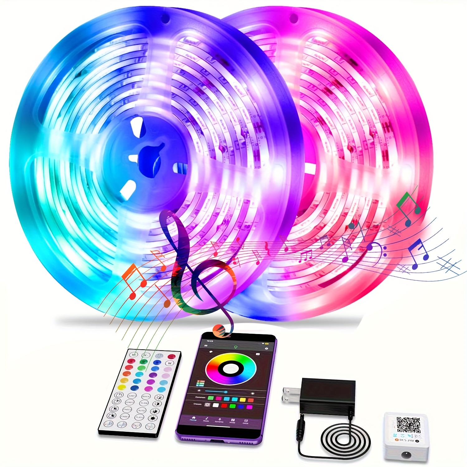 

100ft Led Strip Lights For Room, With App Control And 44keys Remote, Music , Timing, For Beedroom, Home, Party Decoration Wall Decor Home