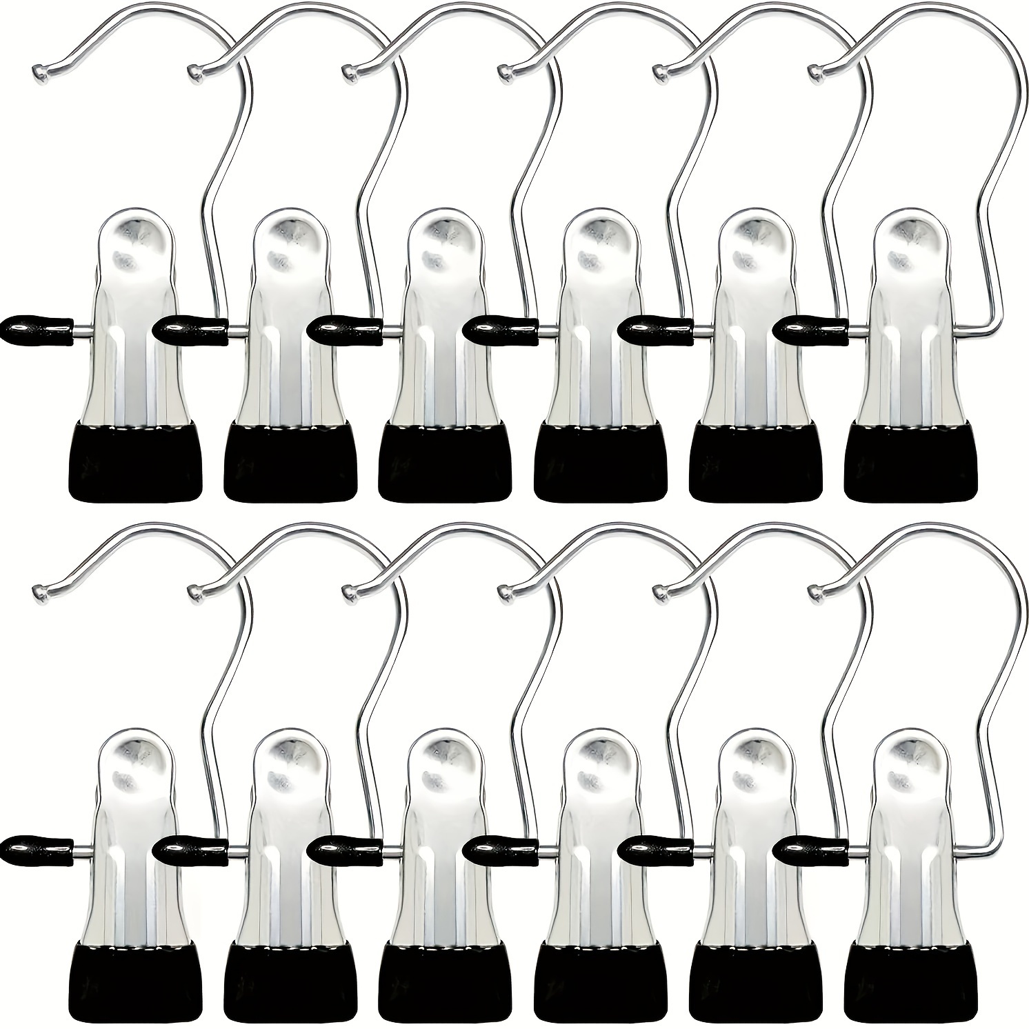 

12-pack Stainless Steel Boot Hangers, Wall Mount Polished , Rust Resistant Closet Organizer Clips For Hats, Socks, Gloves, Laundry Towel Clips For Home And Travel