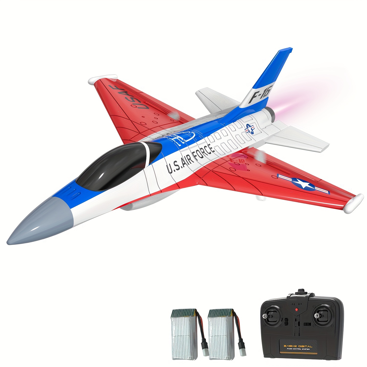 

Rc Airplane 2.4ghz 2ch F16 With Cool Lights Epp Foam Airplane Control Light Weight Gyro Stabilization System With 2 Batteries For Beginners 762-4 Pnp/rtf