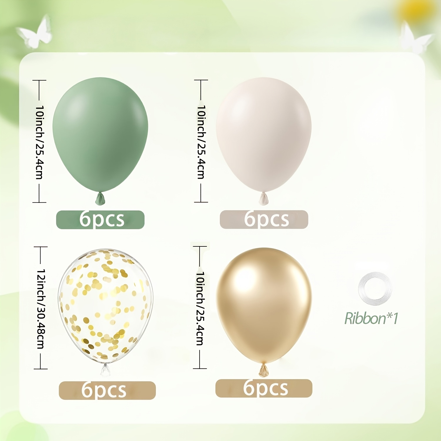 TEMU 25pcs Green Balloons With 1pc Ribbon, Floral Wreath Arch Kit For Bridesmaid Gifts, Gender Reveal, Wedding Decoration, Birthday Party Decor,