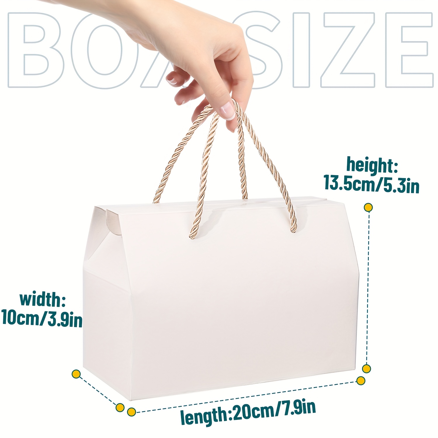 [Customizable Paper Gift Boxes] 20pcs Customizable Paper Gift Boxes with Handles - 20x10x13.5cm White, Brown & Golden, Ideal for Weddings, Birthdays, Christmas, Halloween - Perfect for Candles, Cosmetics, Small Gifts, Gift Boxes for Gifts, Best for Christmas, Perfect for Thanksgiv