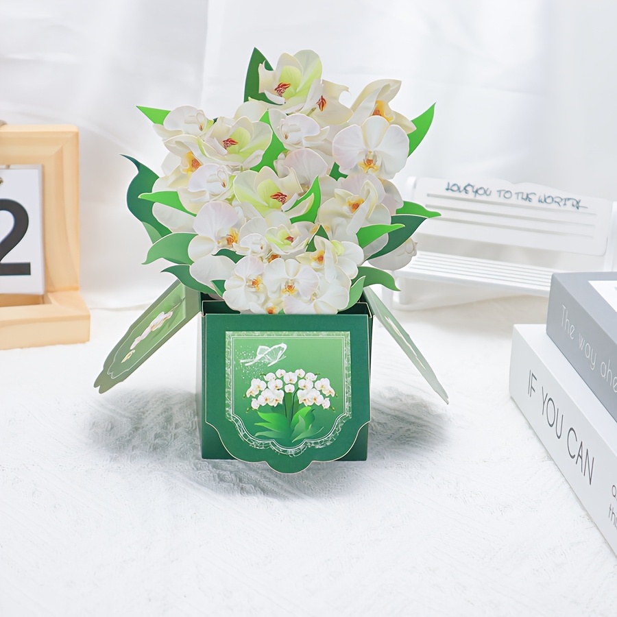 

3d Pop-up Bouquet Greeting Card With Note And Envelope - Birthdays, Father's Day, Day, Valentine's, Weddings, Thank You Notes