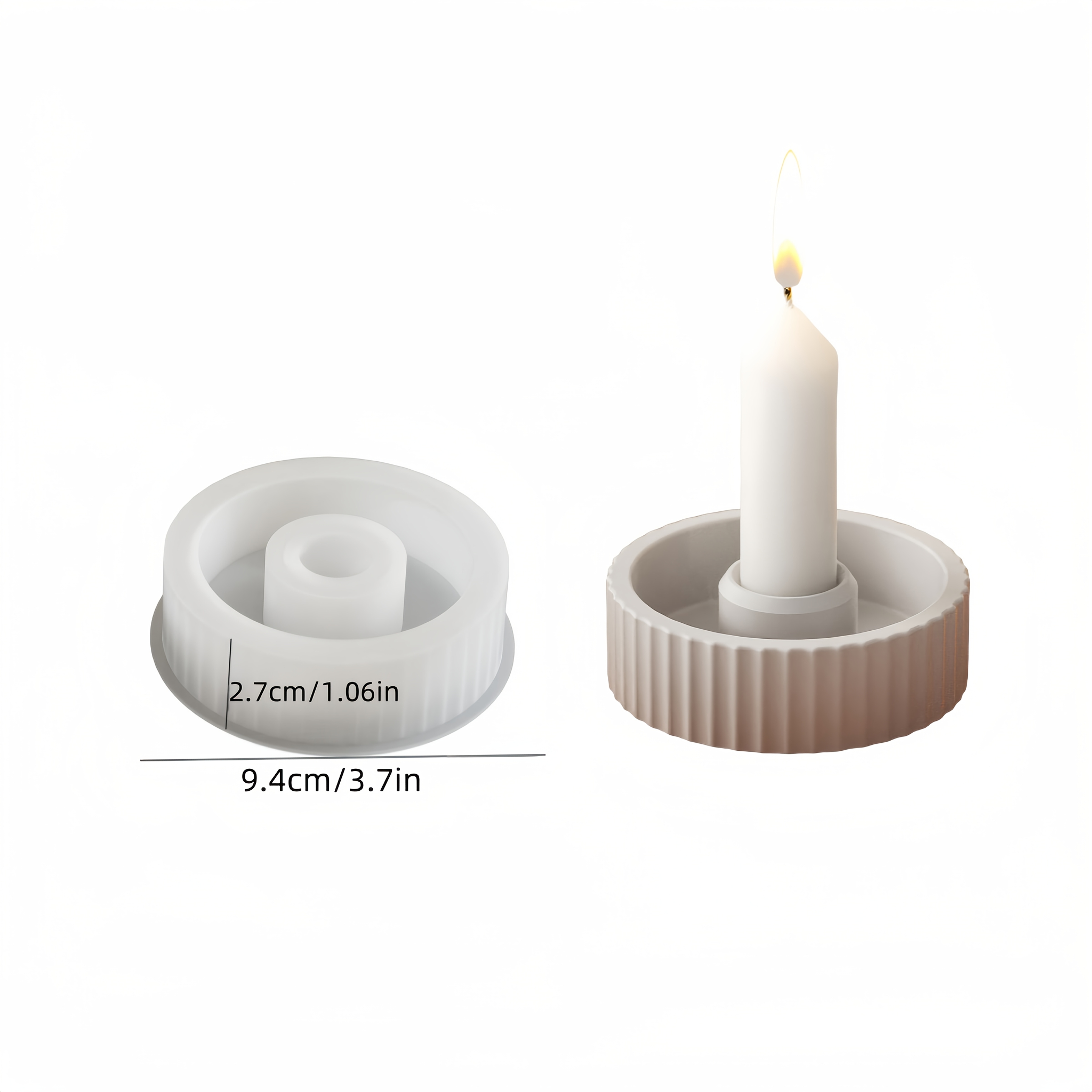 Long Candle Holder Silicone Mold With Striped Round Candle Base Concrete Mold Diy Clay Crafts Plaster Candlestick Home Decoration