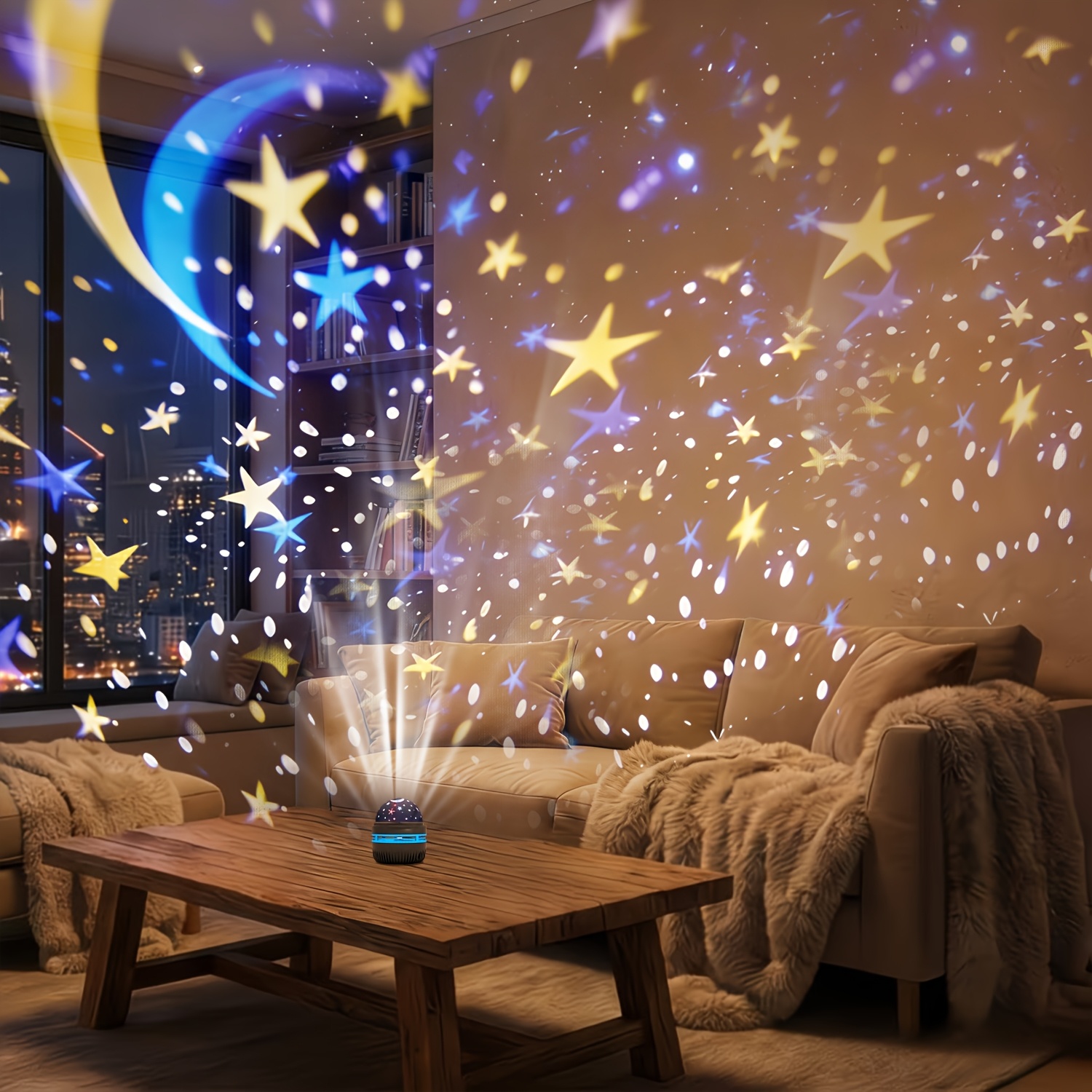 TEMU Starry Sky Projection Night Light: 360° Rotating Lamp With 7 Color Modes—a Usb-powered Ambient Light. Ideal For Bedrooms, Relaxation, And