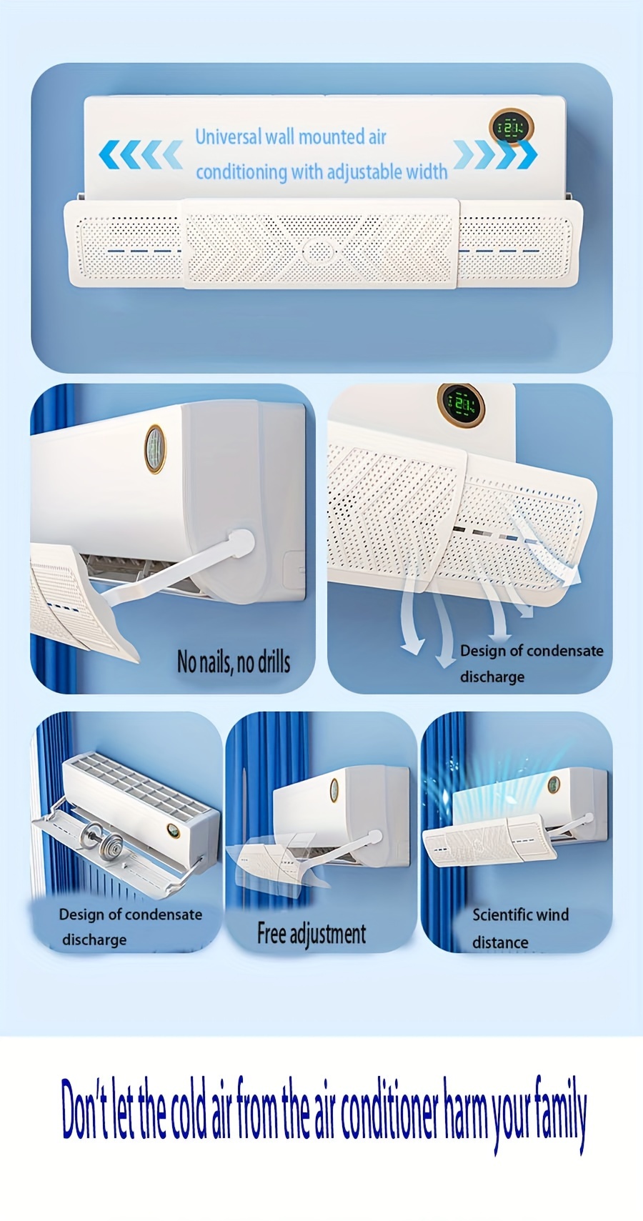 retractable side hanging air conditioner wind deflector direct blowing universal air conditioner wind deflector for the elderly and   details 1