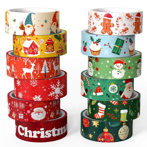 item picture christmas themed washi tape set featuring santa claus and gnomes along with reindeer masking tape suitable for stationery scrapbooking crafts and gift wrapping